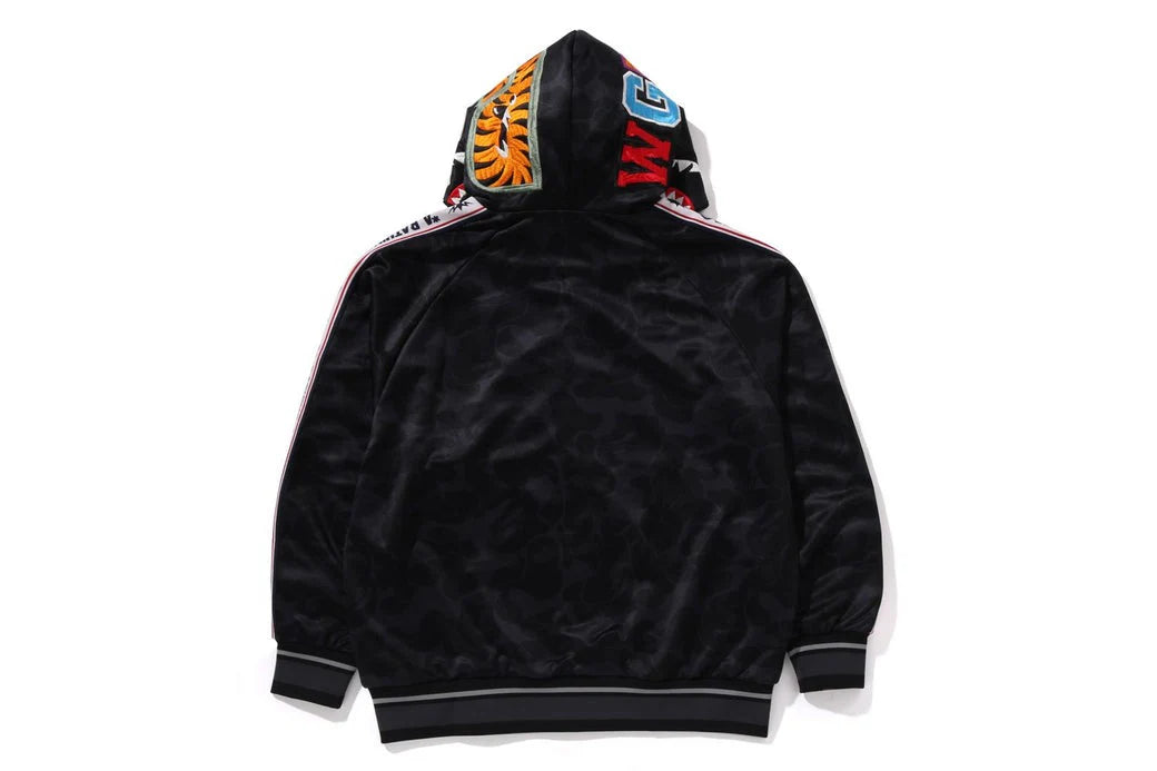 A BATHING APE BAPE SOLID CAMO RELAXED FIT SHARK FULL ZIP HOODIE BLACK