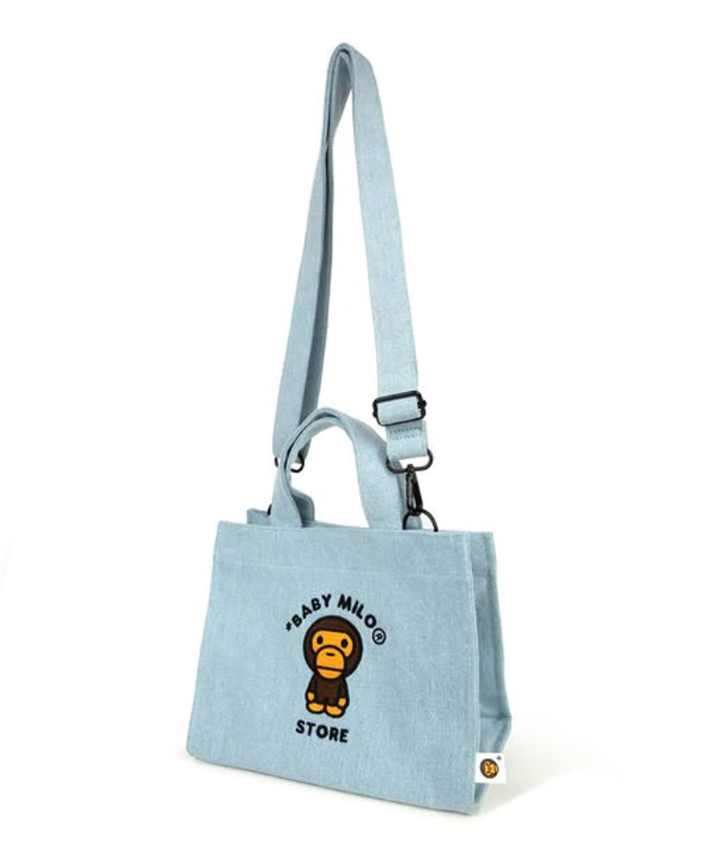 A BATHING APE BAPE BABY MILO STORE BABY MILO DENIM SMALL TOTE BAG