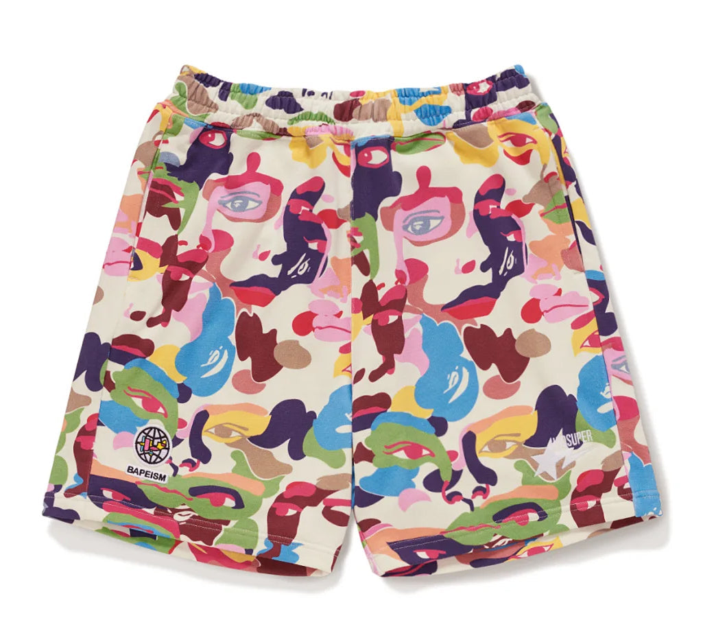 A BATHING APE BAPE x KIDSUPER CAMO SWEAT SHORTS MULTI