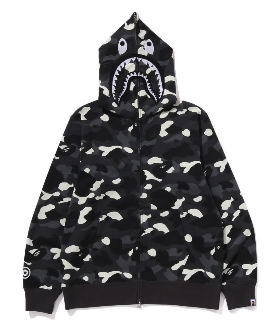 A BATHING APE BAPE CITY CAMO SHARK FULL ZIP HOODIE