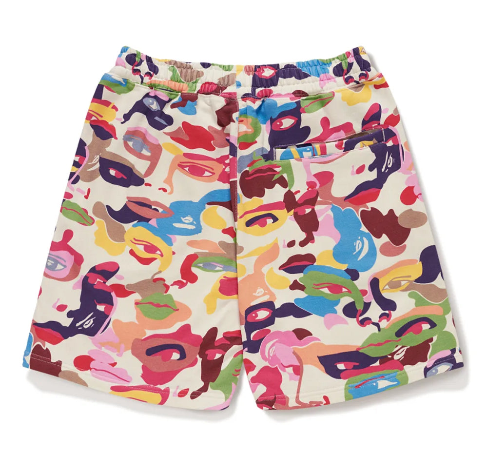 A BATHING APE BAPE x KIDSUPER CAMO SWEAT SHORTS MULTI