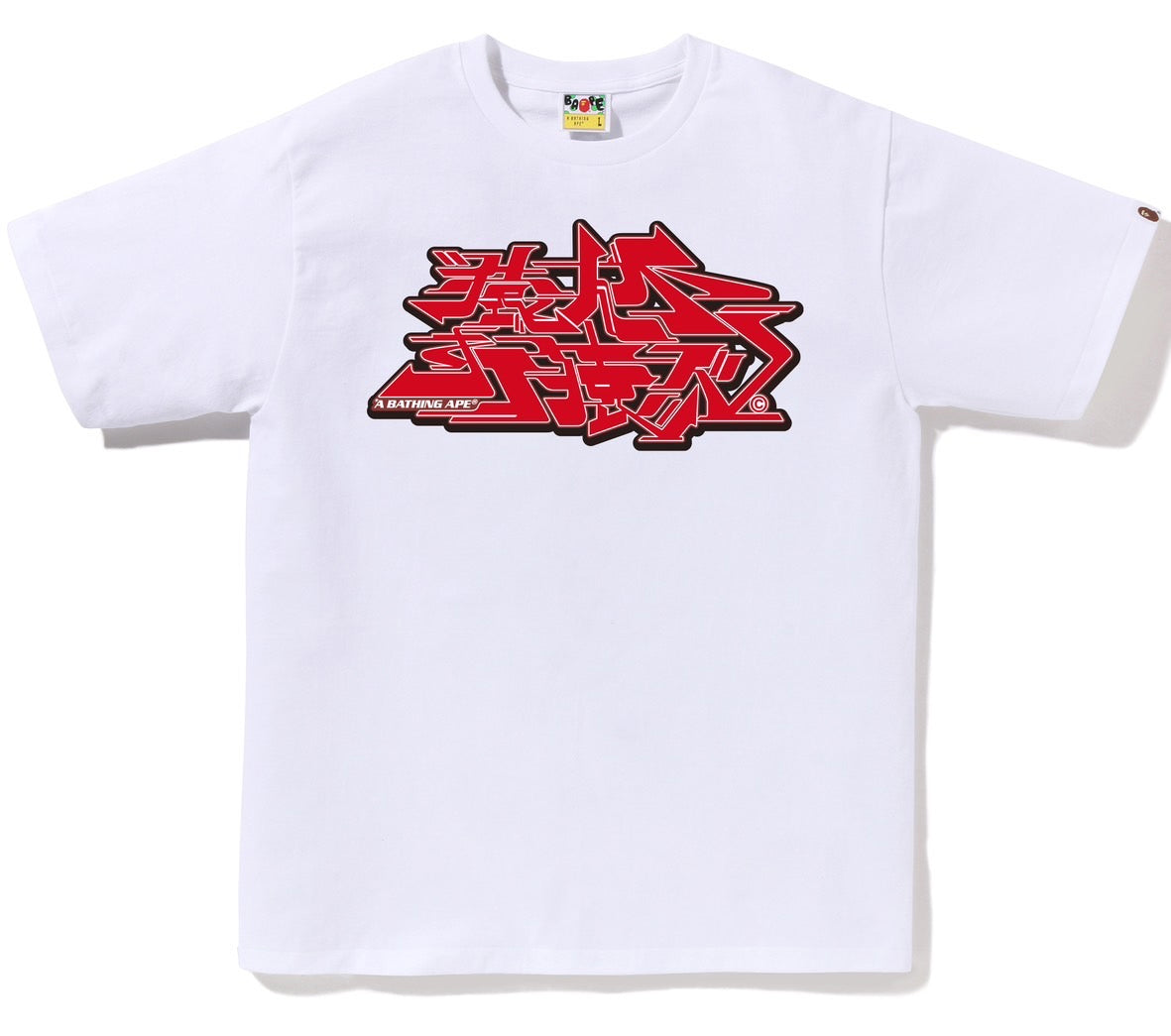 A BATHING APE BAPE ASNKA KANJI GRAFFITI LOGO TEE WHITE RED