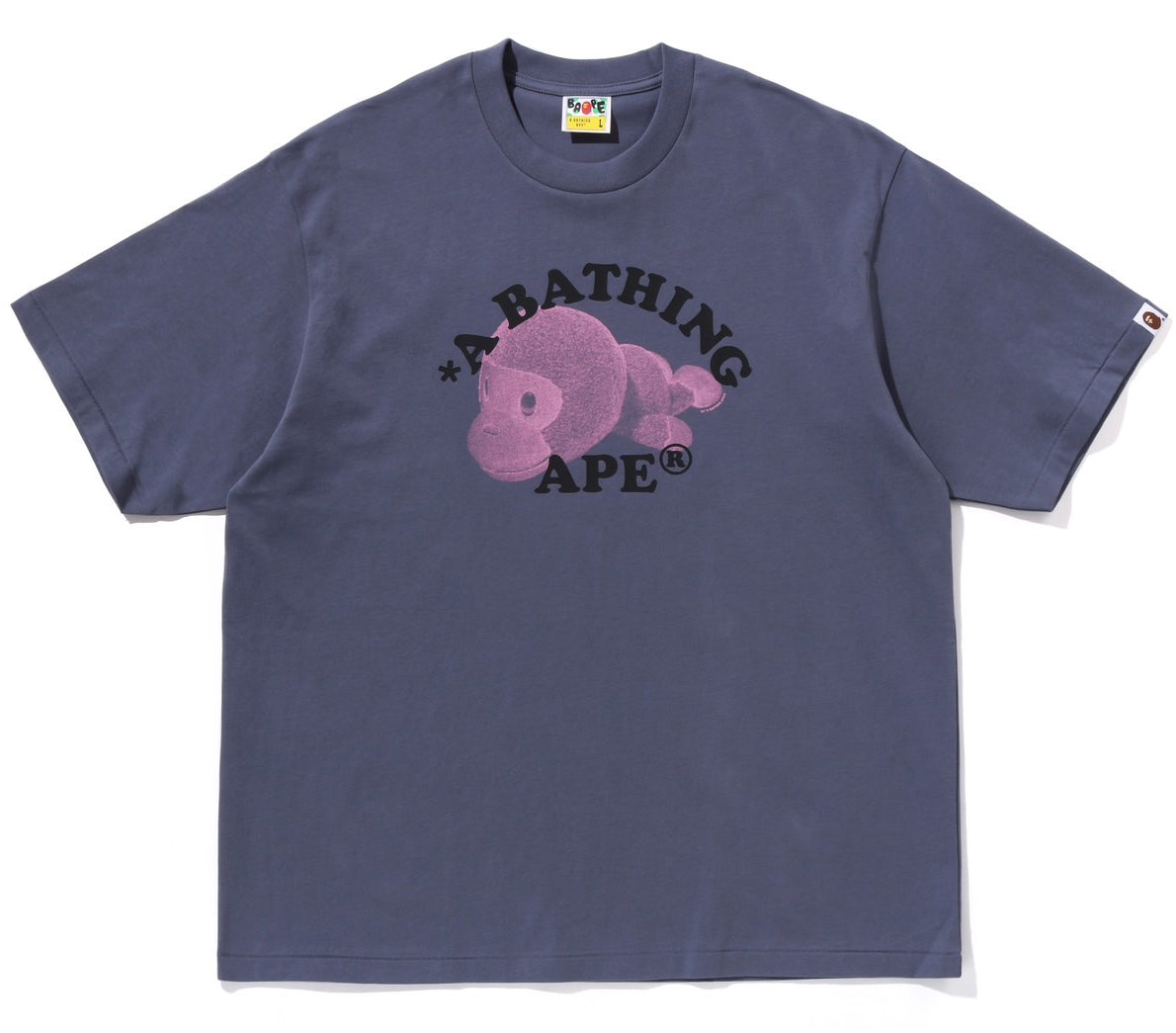 A BATHING APE BAPE MILO COLLEGE RELAXED FIT TEE CHARCOAL