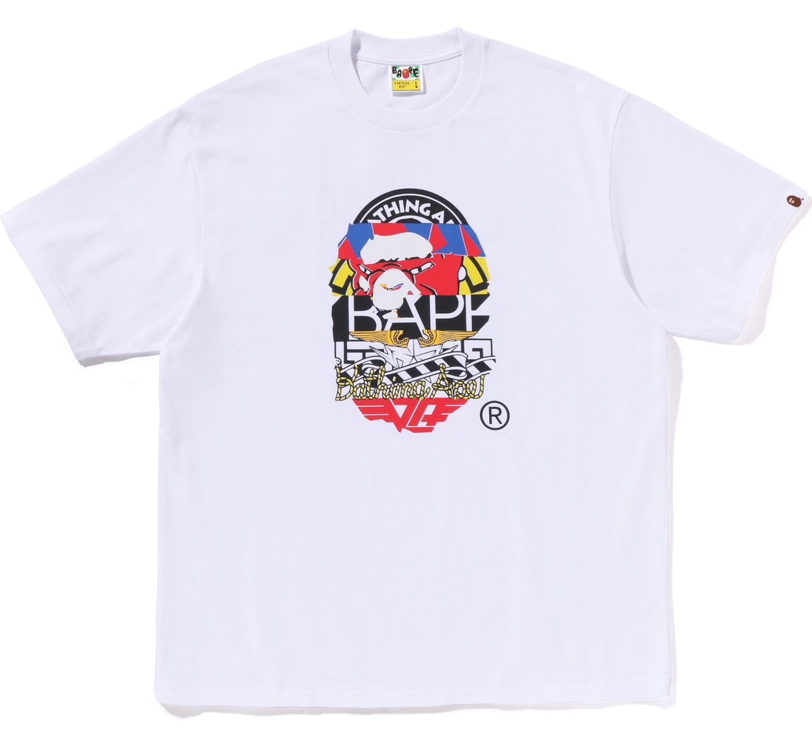 A BATHING APE BAPE MULTI LOGO APE HEAD RELAXED FIT TEE WHITE