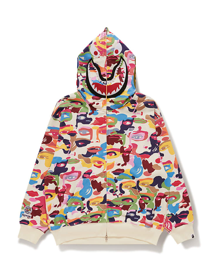 A BATHING APE BAPE x KIDSUPER CAMO SHARK FULL ZIP HOODIE MULTI