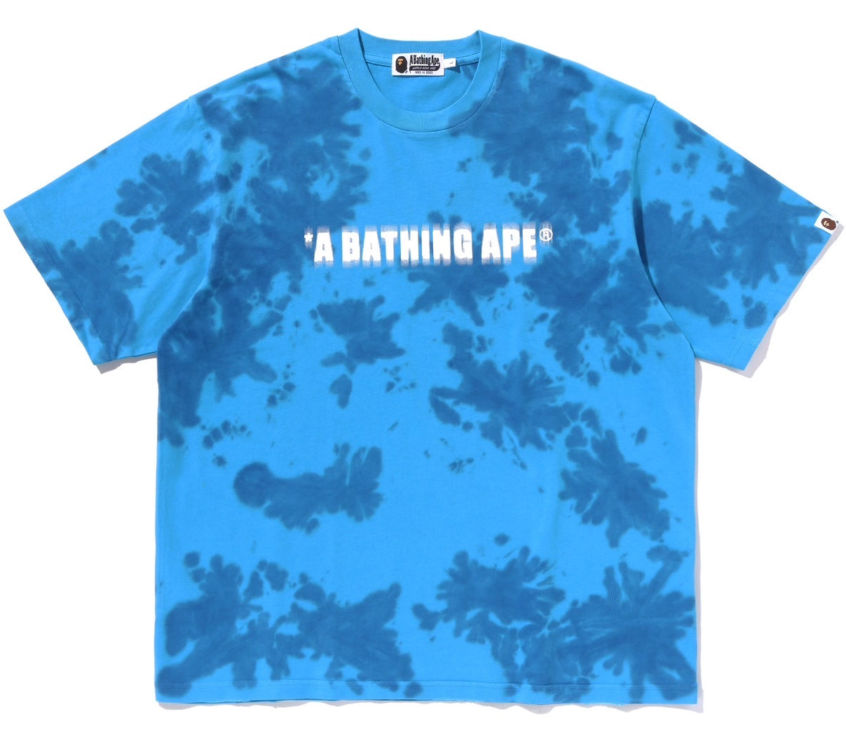 A BATHING APE BAPE DESTROYED BLEACH LOGO RELAXED FIT TEE BLUE