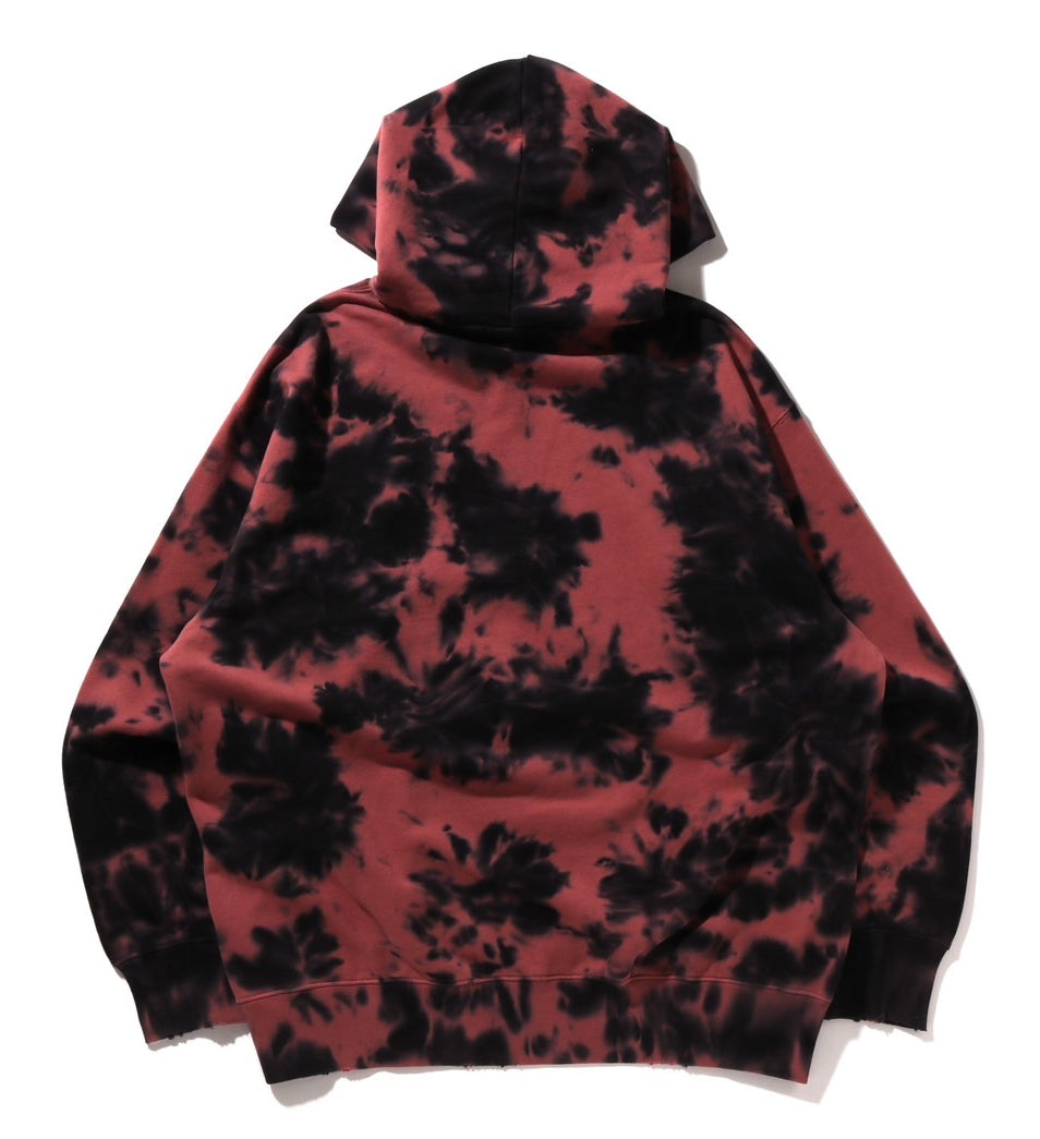 A BATHING APE BAPE DESTROYED BLEACH LOGO RELAXED FIT PULLOVER HOODIE BLACK
