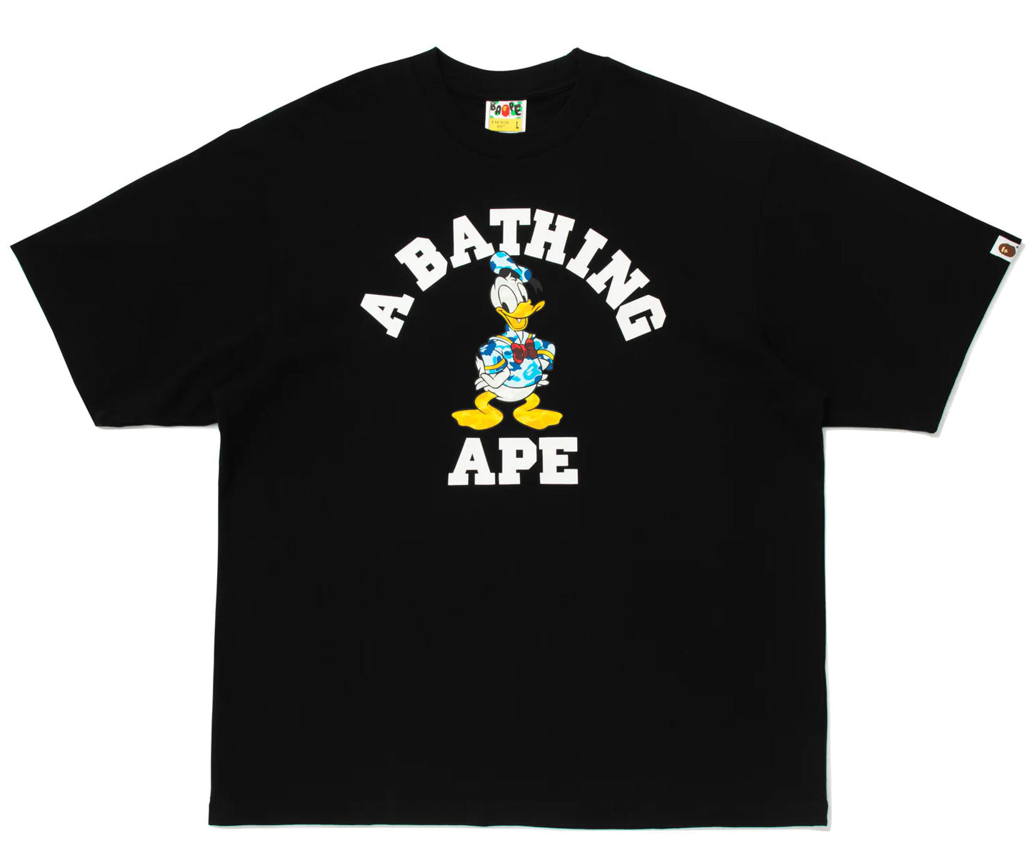 A BATHING APE BAPE x DISNEY DONALD DUCK COLLEGE RELAXED FIT TEE BLACK
