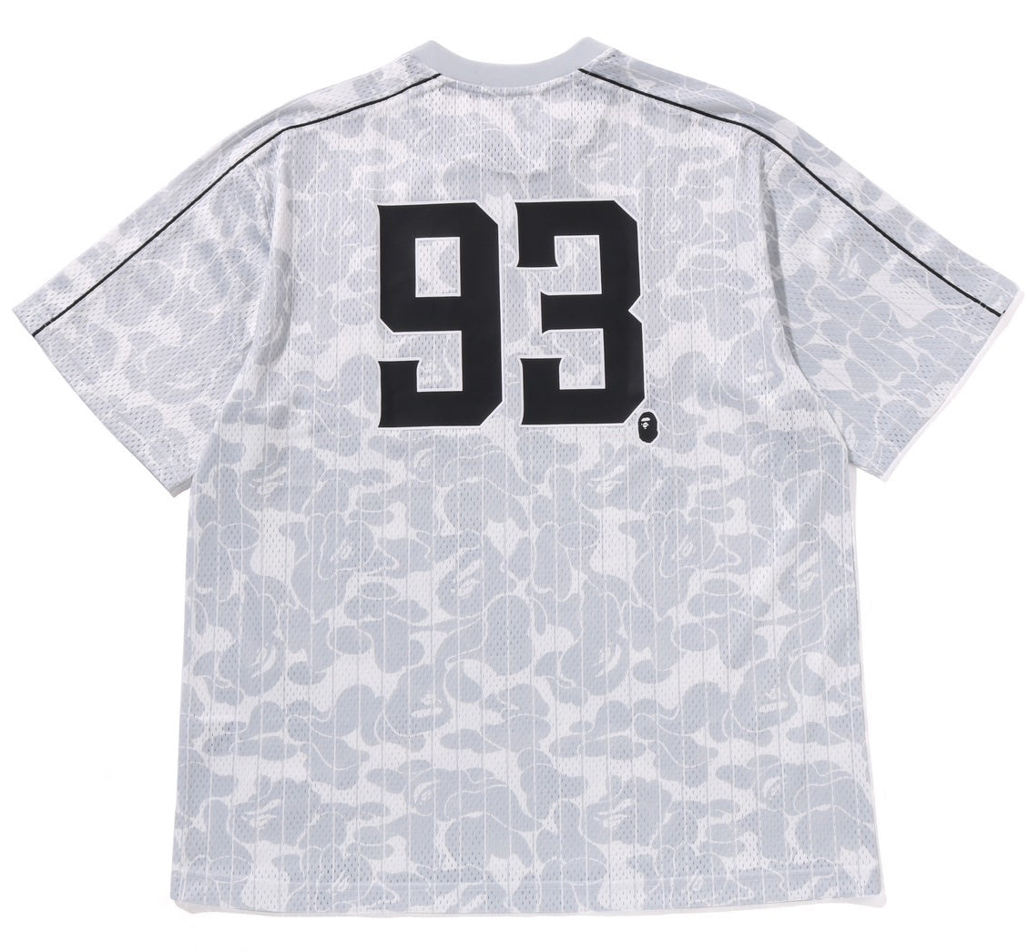 A BATHING APE BAPE CAMO STRIPE BASEBALL LOGO RELAXED FIT TEE GRAY