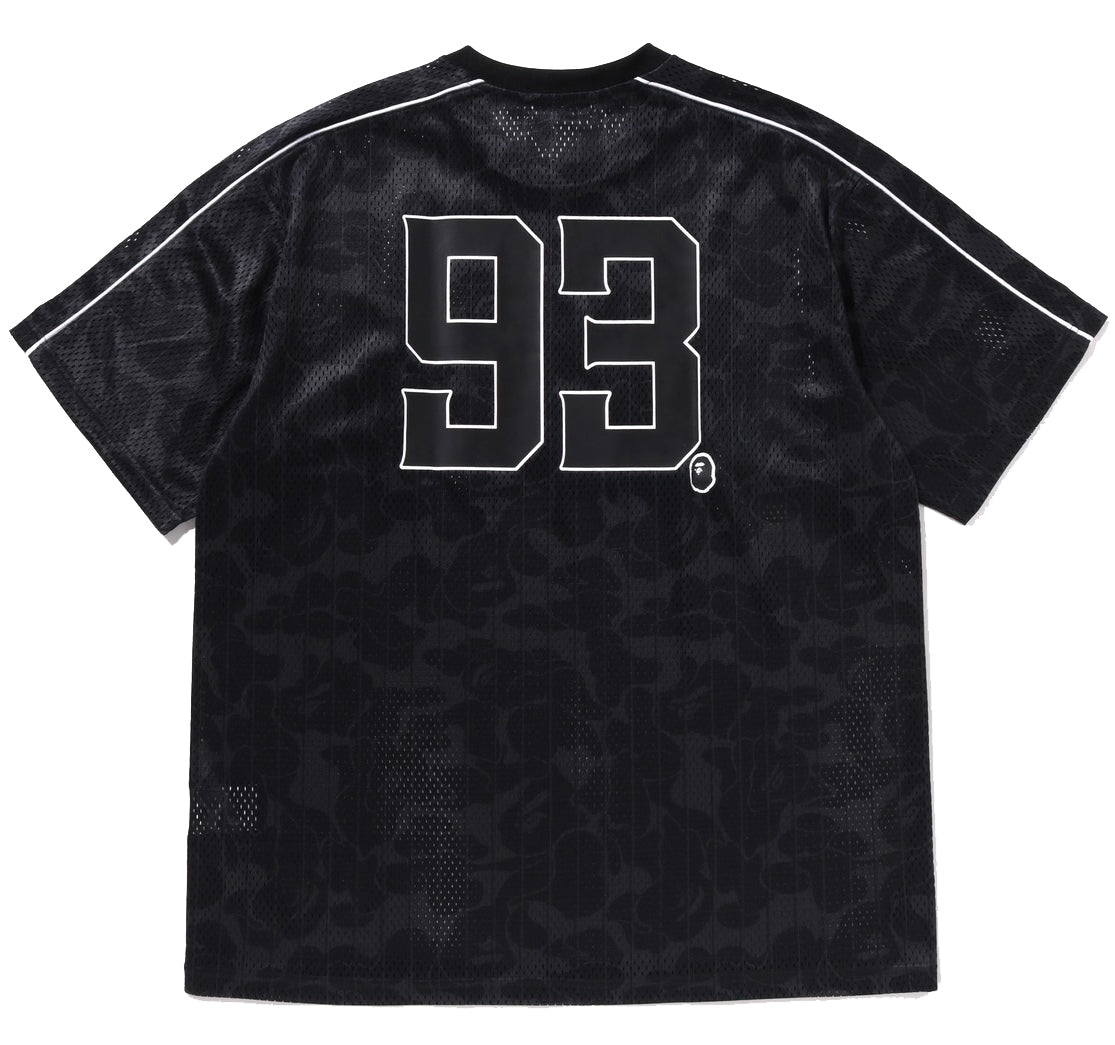 A BATHING APE BAPE CAMO STRIPE BASEBALL LOGO RELAXED FIT TEE BLACK