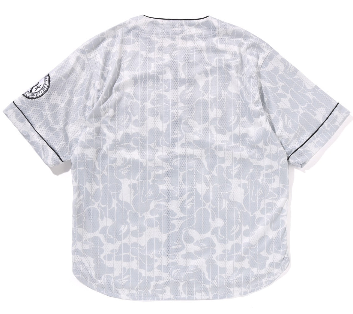A BATHING APE BAPE CAMO STRIPE BASEBALL SHIRT GRAY