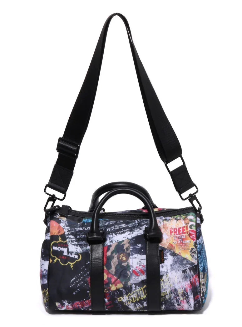 A BATHING APE BAPE FLYER PATTERN MINI BOSTON BAG