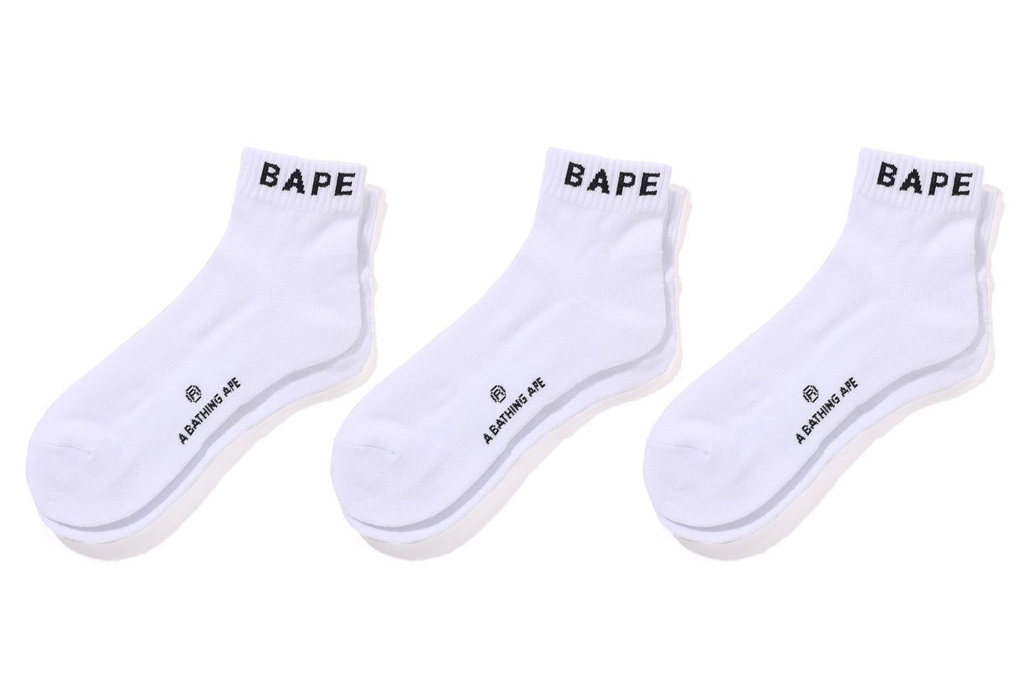 A BATHING APE BAPE ANKLE SOCKS 3 PAIRS SET WHITE
