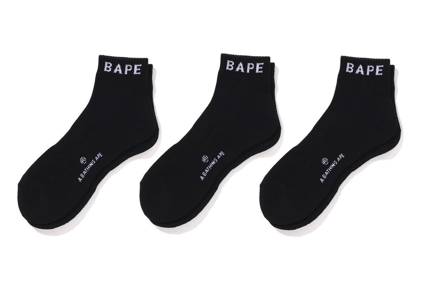 A BATHING APE BAPE ANKLE SOCKS 3 PAIRS SET BLACK