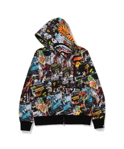 BAPE FLYER PATTERN SHARK FULL ZIP HOODIE マルチ Detail