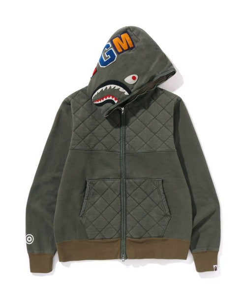 A RISING BAPE MILITARY SHARK FULL ZIP HOODIE オリーブ