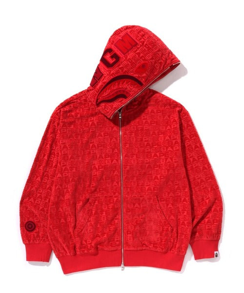 LUX SPORT PATTERN SHARK RELAXED FIT FZ HOODIE レッド