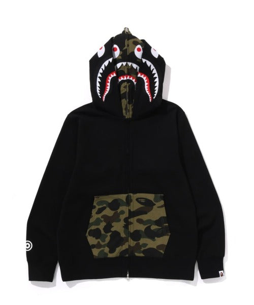 1ST CAMO SHARK FULL ZIP DOUBLE HOODIE ブラック