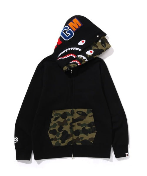 1ST CAMO SHARK FULL ZIP DOUBLE HOODIE ブラック Detail