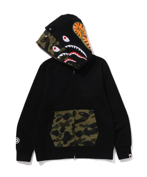1ST CAMO SHARK FULL ZIP DOUBLE HOODIE ブラック Detail
