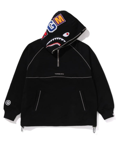 SHARK LOGO HALF ZIP RELAXED FIT PULLOVER HOODIE ブラック