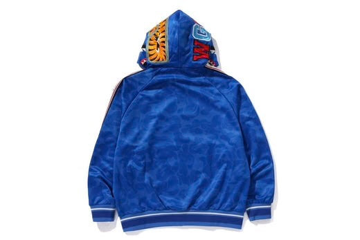 A BATHING APE BAPE SOLID CAMO RELAXED FIT SHARK FULL ZIP HOODIE BLUE