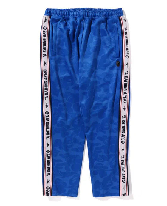 A BATHING APE BAPE SOLID CAMO ONE POINT RELAXED FIT SWEAT PANTS BLUE