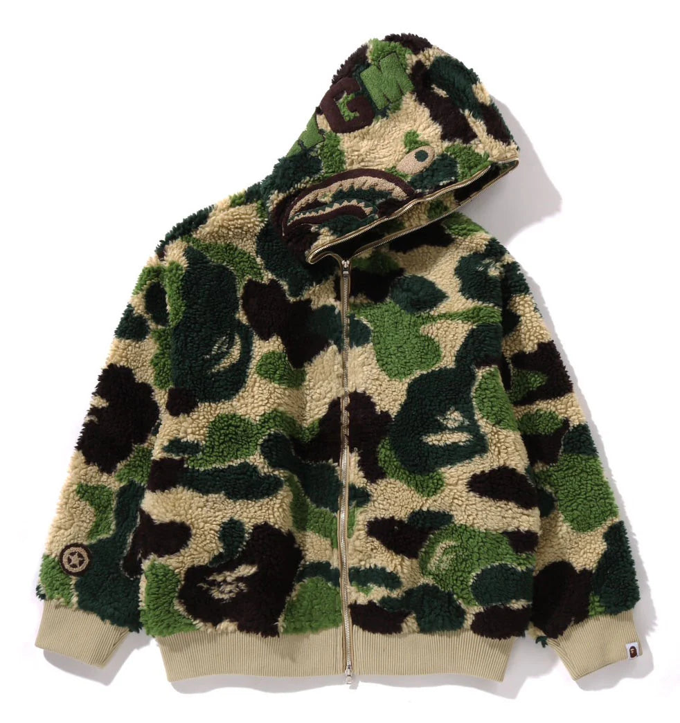 A BATHING APE BAPE ABC CAMO BOA SHARK RELAXED FIT FULL ZIP HOODIE GREEN