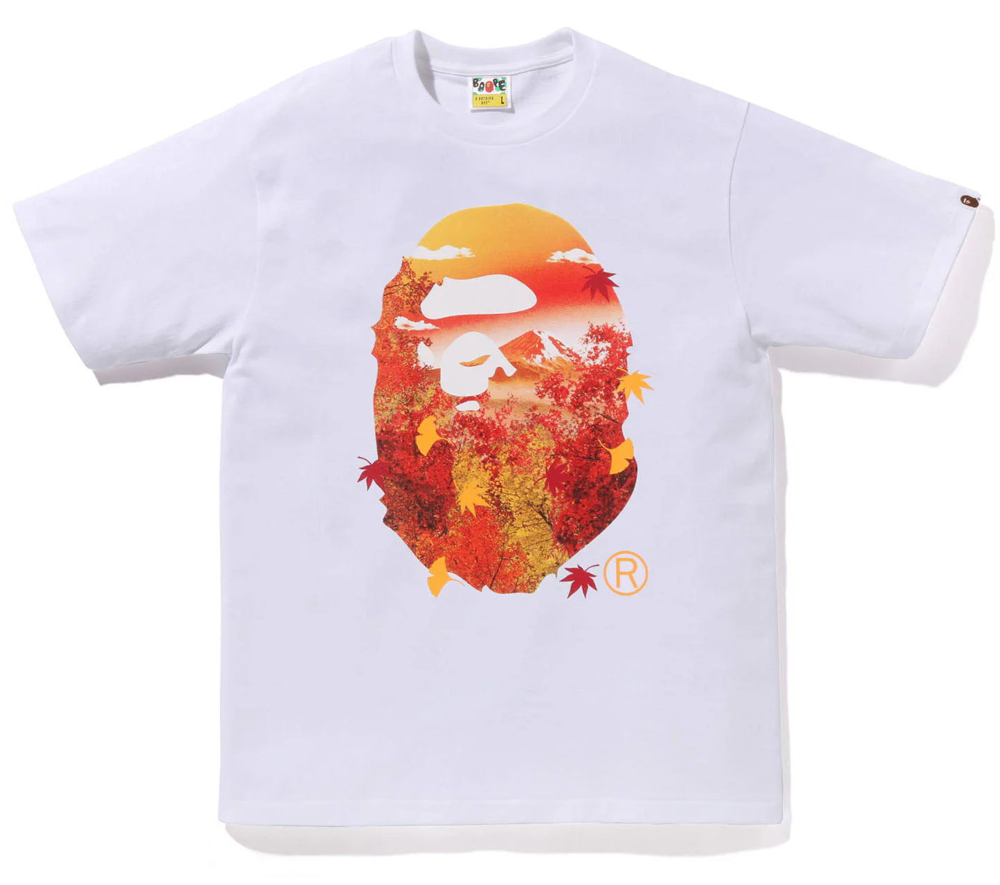 A BATHING APE BAPE JAPAN AUTUMN PHOTO APE HEAD TEE WHITE