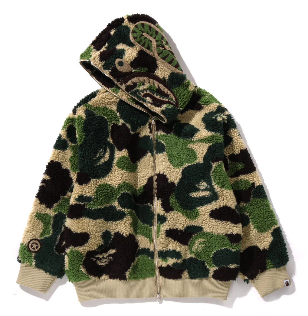 A BATHING APE BAPE ABC CAMO BOA SHARK RELAXED FIT FULL ZIP HOODIE GREEN