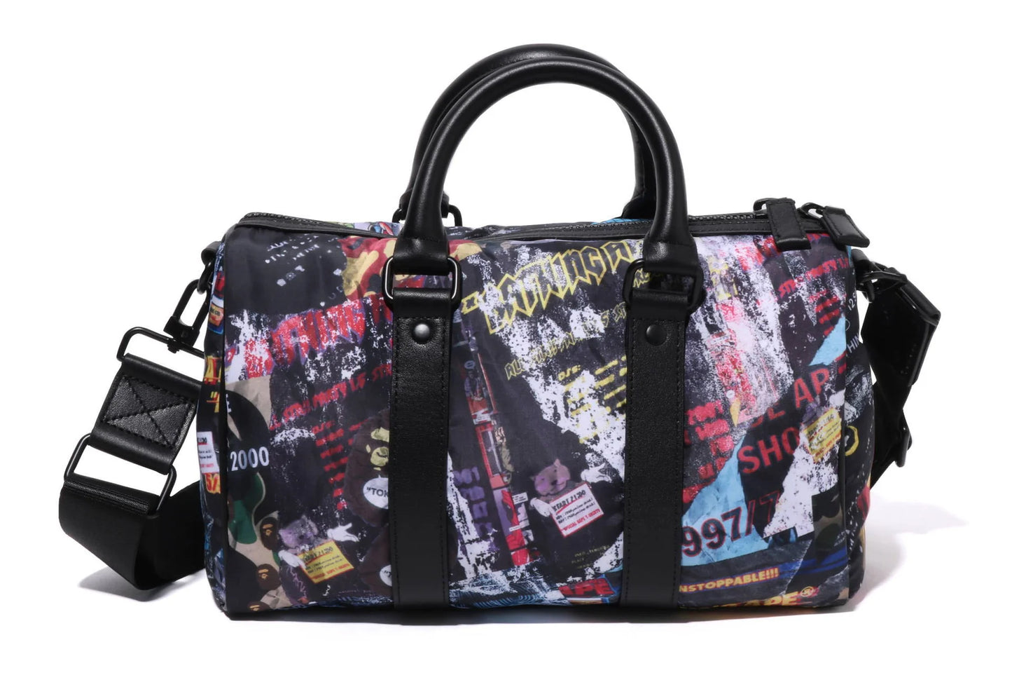A BATHING APE BAPE FLYER PATTERN MINI BOSTON BAG