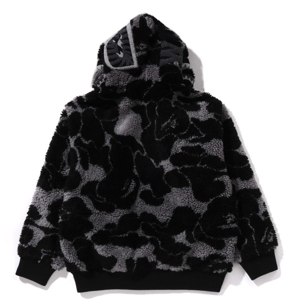 A BATHING APE BAPE ABC CAMO BOA SHARK RELAXED FIT FULL ZIP HOODIE BLACK