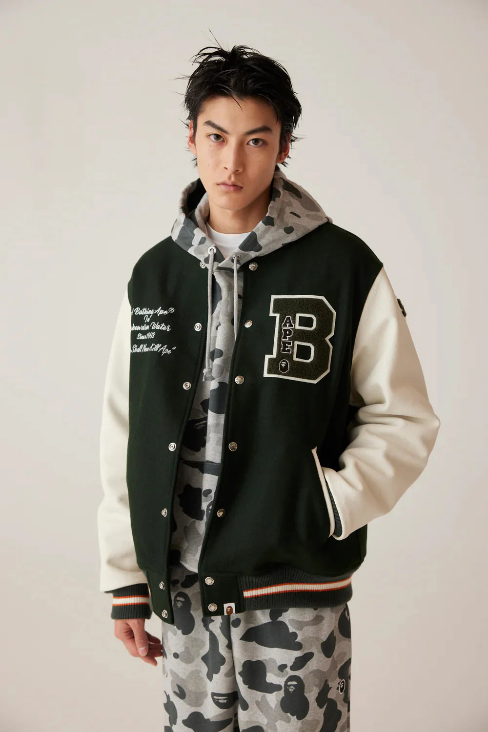 A BATHING APE BAPE HEATHER GRAY CAMO PULLOVER HOODIE