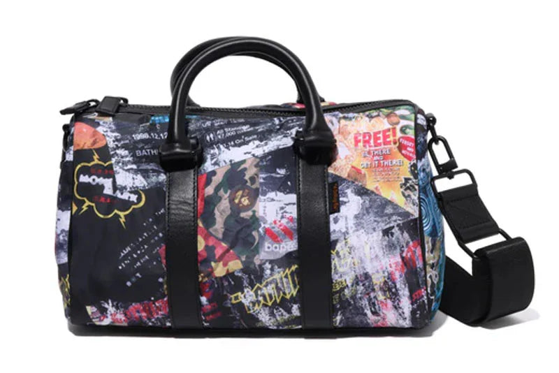 A BATHING APE BAPE FLYER PATTERN MINI BOSTON BAG