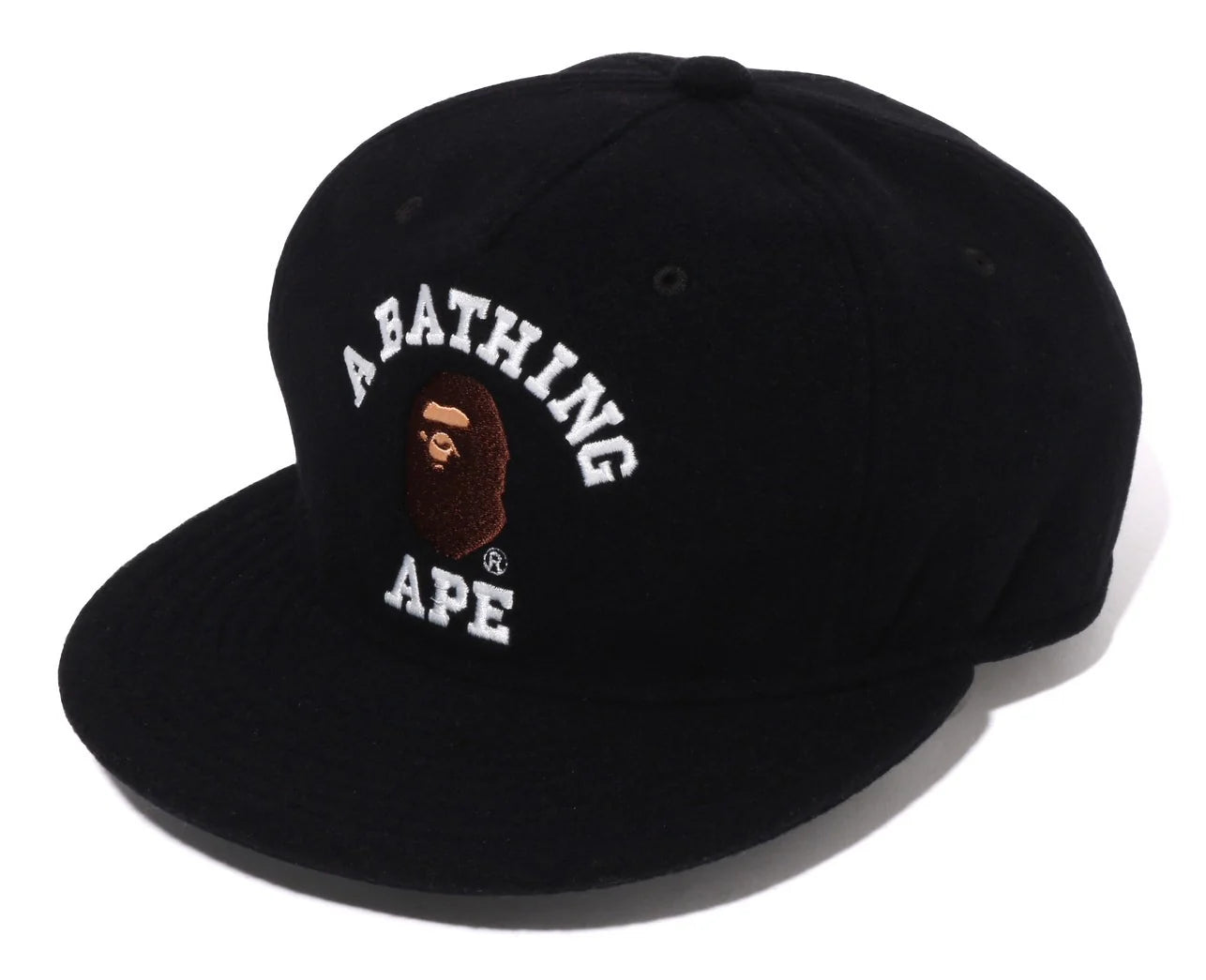 A BATHING APE BAPE COLLEGE WOOL CAP BLACK