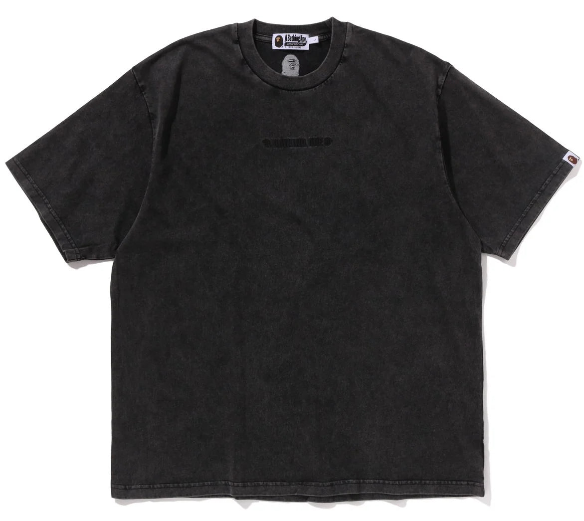 A BATHING APE BAPE GARMENT DYE BATHING APE LOGO RELAXED FIT TEE CHARCOAL