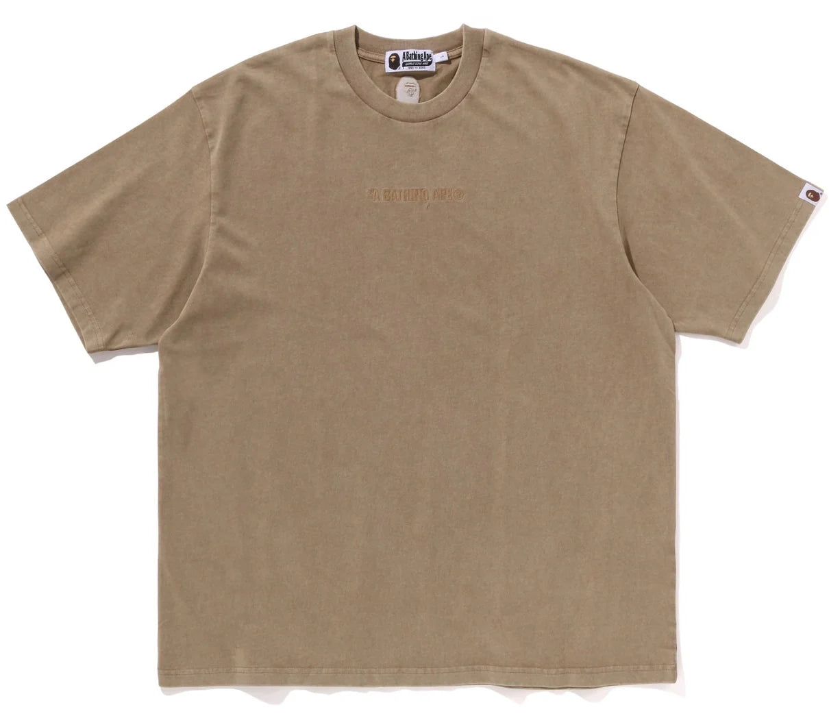 A BATHING APE BAPE GARMENT DYE BATHING APE LOGO RELAXED FIT TEE BEIGE