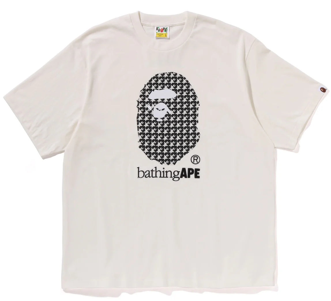 A BATHING APE BAPE STA HOUNDSTOOTH BY BATHING APE RELAXED FIT TEE IVORY