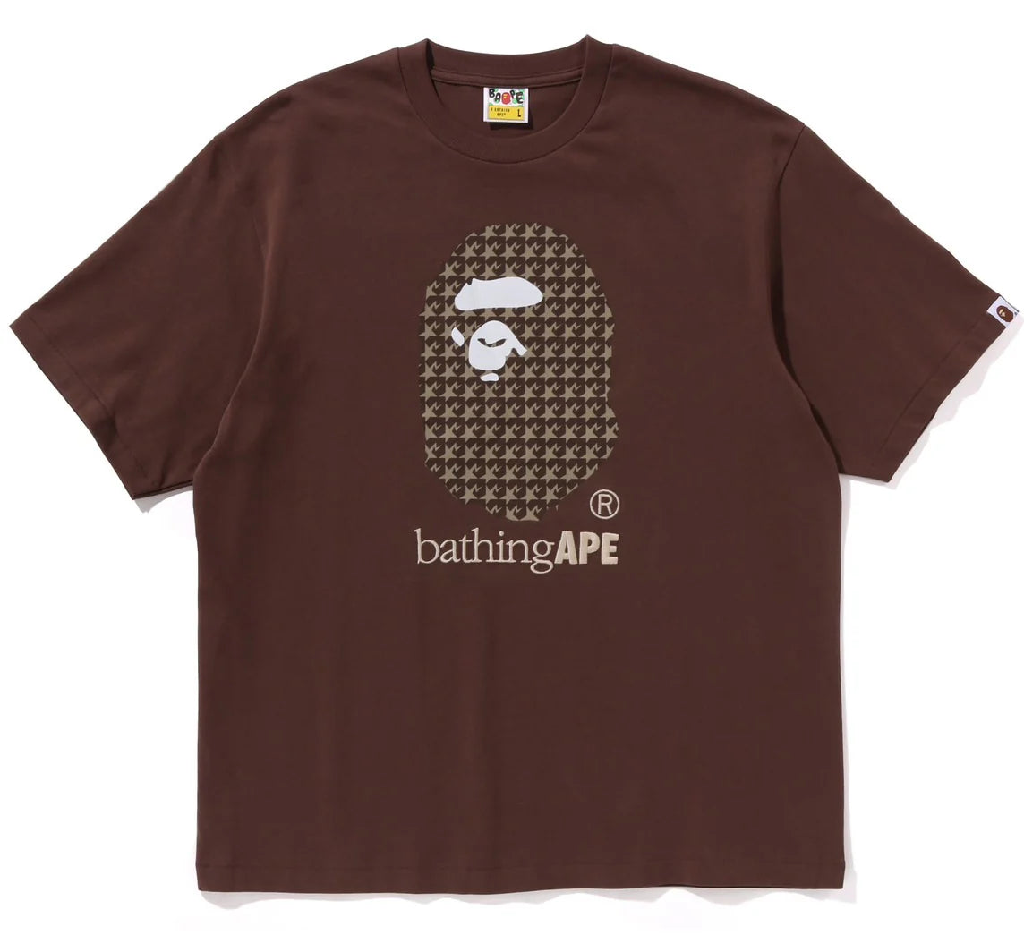 A BATHING APE BAPE STA HOUNDSTOOTH BY BATHING APE RELAXED FIT TEE BROWN