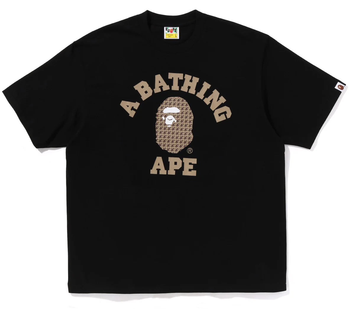 A BATHING APE BAPE STA HOUNDSTOOTH COLLEGE RELAXED FIT TEE BLACK