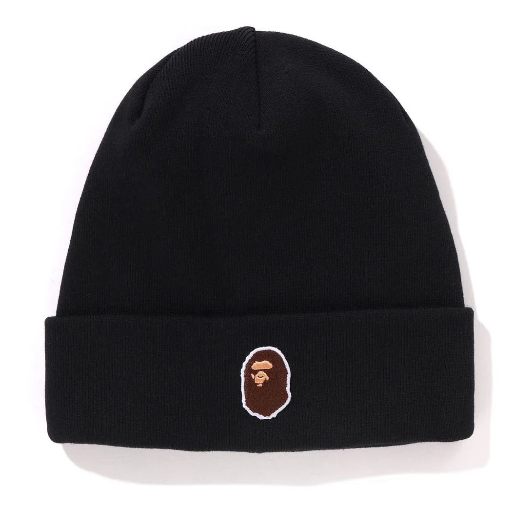 A BATHING APE BAPE ONE POINT APE HEAD KNIT CAP BLACK