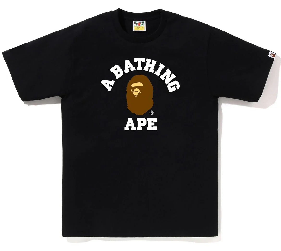 A BATHING APE BAPE COLLEGE TEE BLACK