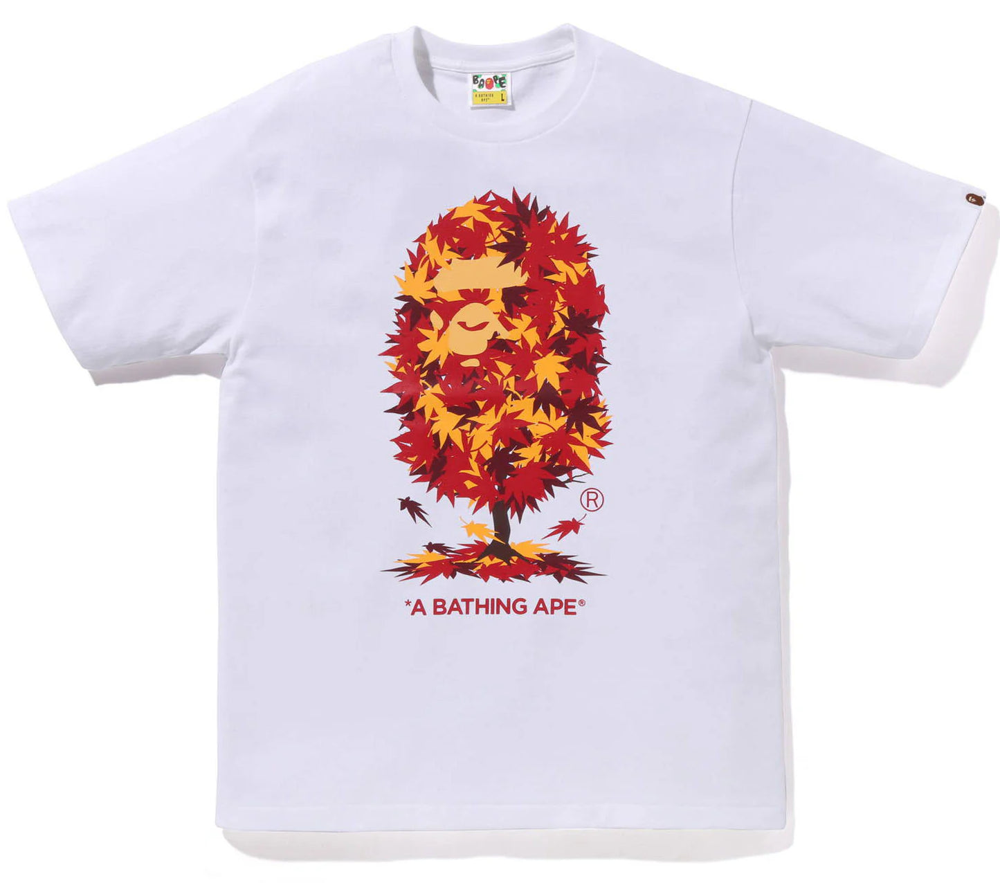 A BATHING APE BAPE JAPAN AUTUMN LEAVES APE HEAD TEE WHITE
