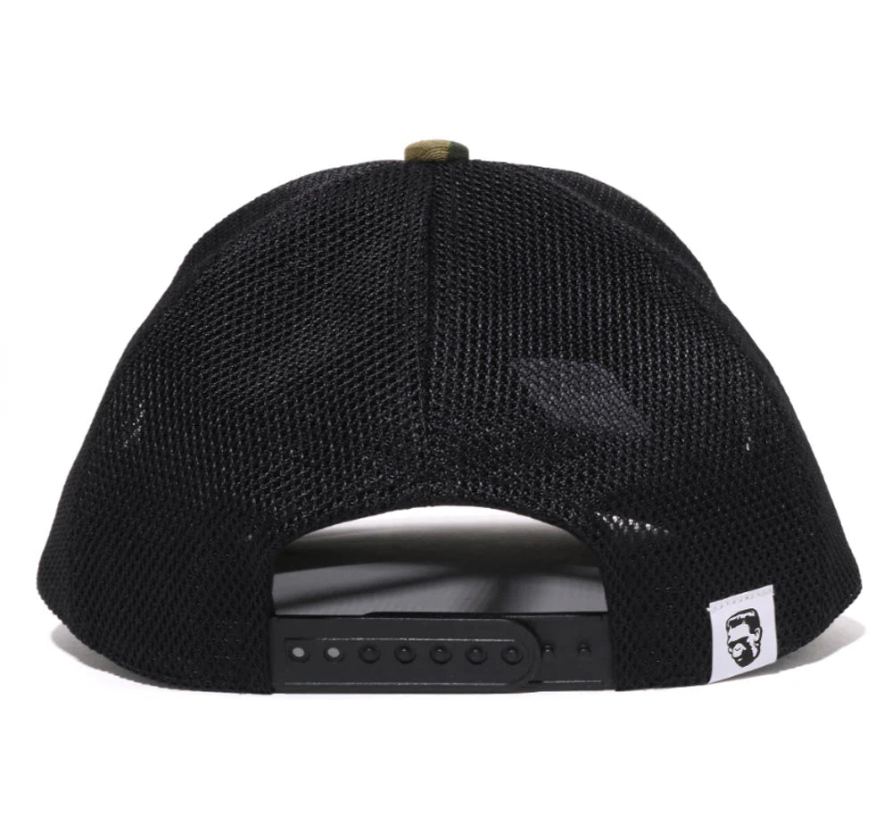 A BATHING APE BAPE 1ST CAMO SHARK MESH CAP GREEN