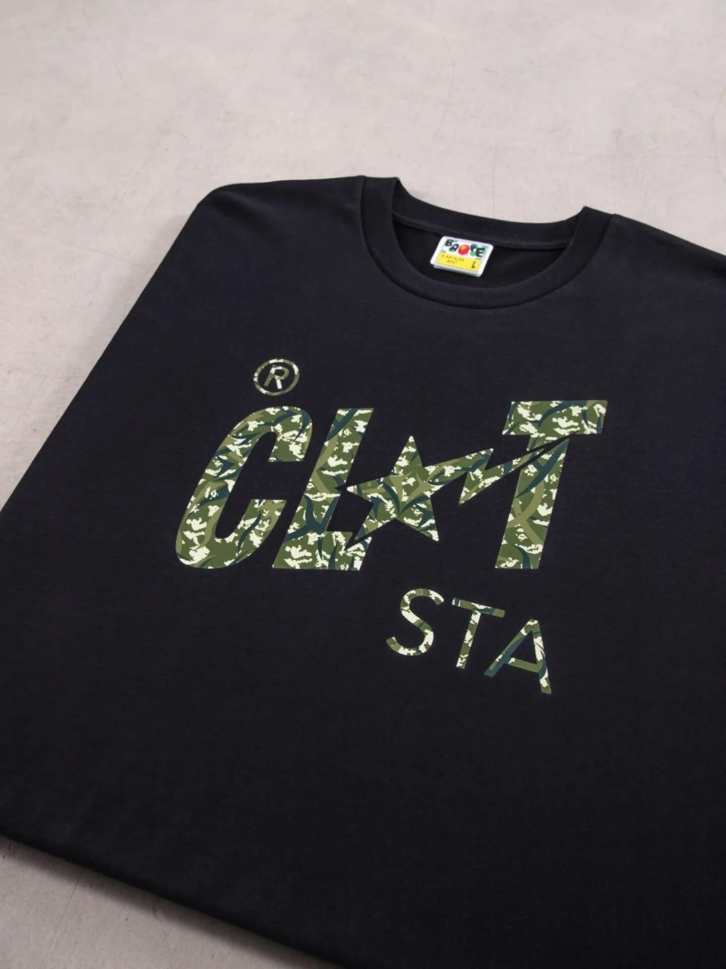 A BATHING APE BAPE CLOT CLOT STA RELAXED FIT TEE BLACK