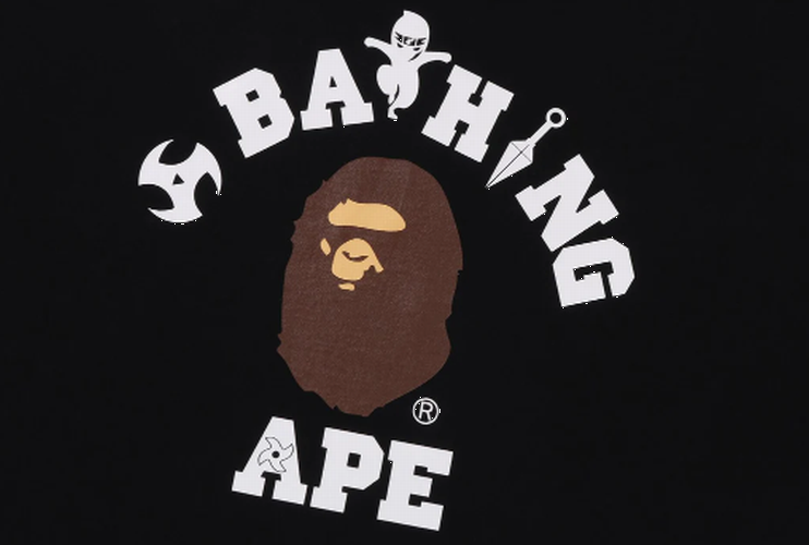 A BATHING APE BAPE NINJA COLLEGE TEE ( JAPAN LIMITED ) BLACK