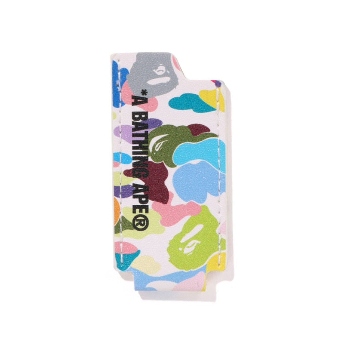 A BATHING APE BAPE MULTI CAMO LEATHER LIGHTER CASE WHITE