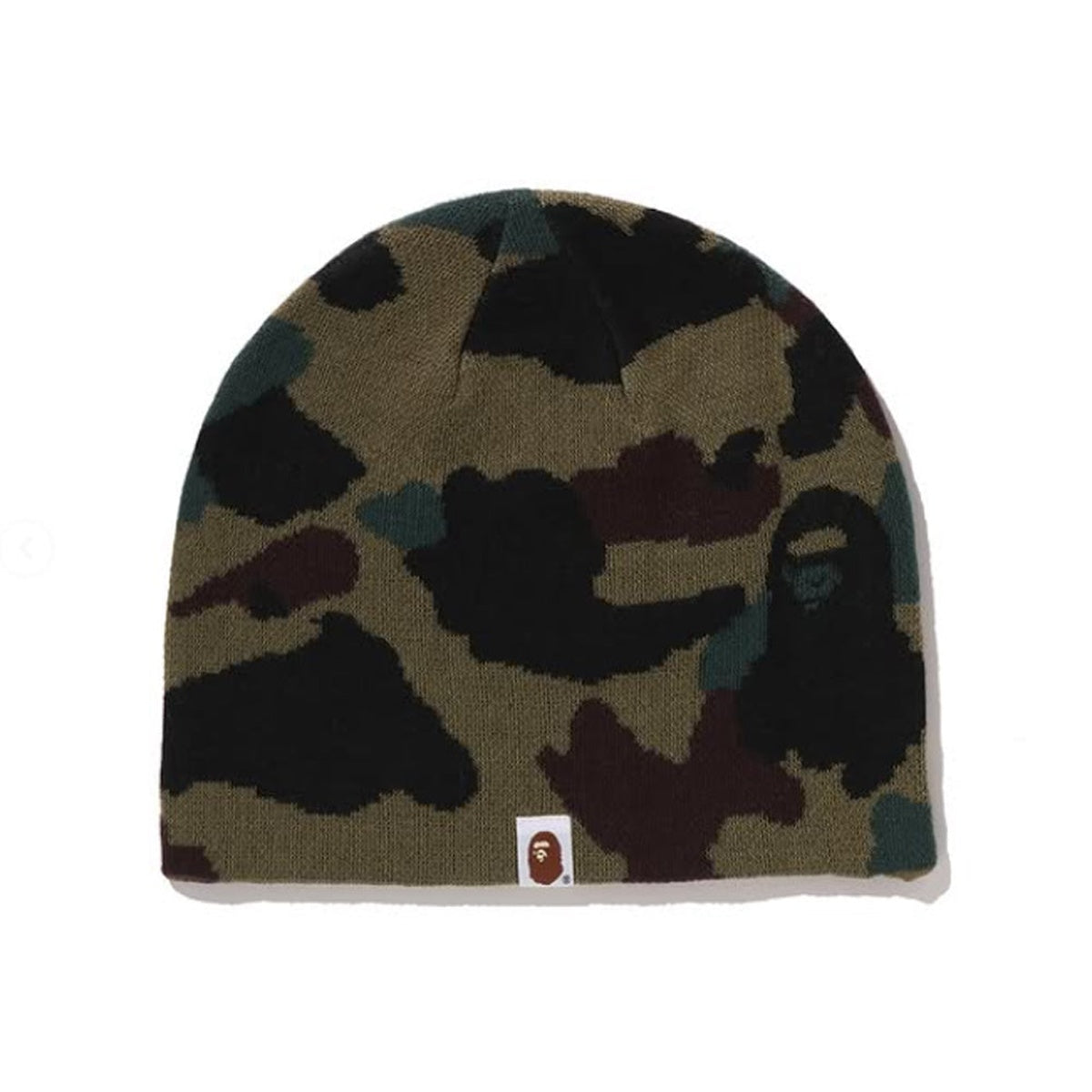 A BATHING APE BAPE LADIES' 1ST CAMO CRYSTAL LOGO BEANIE GREEN