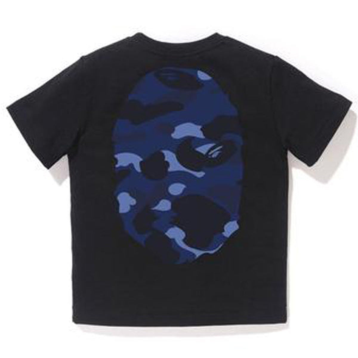 A BATHING APE BAPE KIDS COLOR CAMO BIG APE HEAD TEE BLACK NAVY
