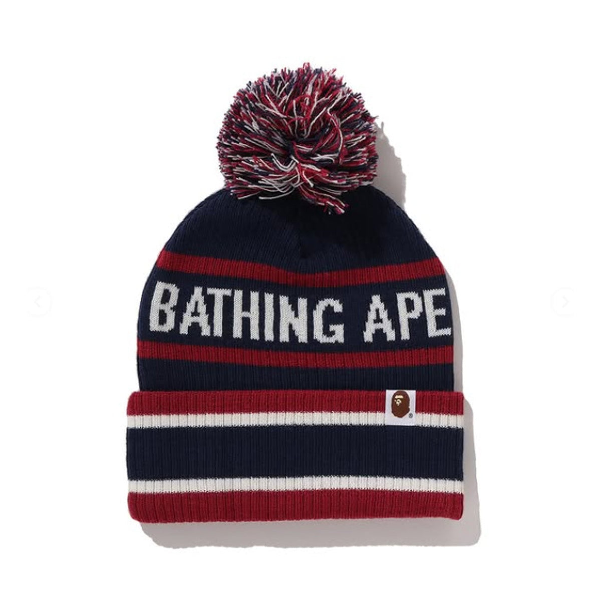 A BATHING APE BAPE POM POM BEANIE NAVY